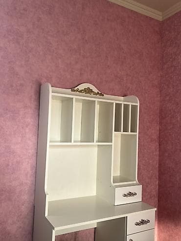 stul stol: Düz masa, Stul ilə, Polkalı, Siyirməli, MDF — 2