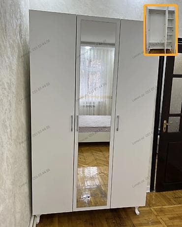 3 qapılı dolab – güzgülü ön panel ilə geniş tutum və funksionallıq