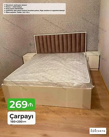 islenmis matras: Çarpayı – 160×200 sm - Mexanizm: açılmayan, bazasız - Matras: 1 ədəd — 1