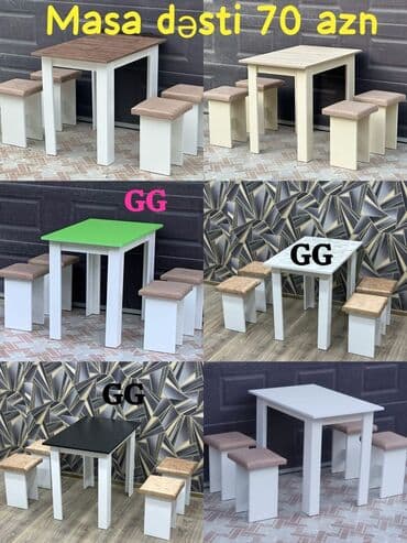 metbex masa: Mətbəx üçün, Yeni, Açılmayan, Dördbucaq masa, 4 stul — 1