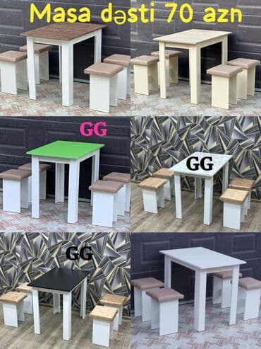 kontakt home metbex stolu: Mətbəx üçün, Yeni, Açılmayan, Kvadrat masa, 4 stul — 1