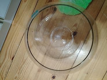 baliq akvarum: Şüşə akvarium qabı (balon) + dekorativ daşlar dəsti - Material — 2