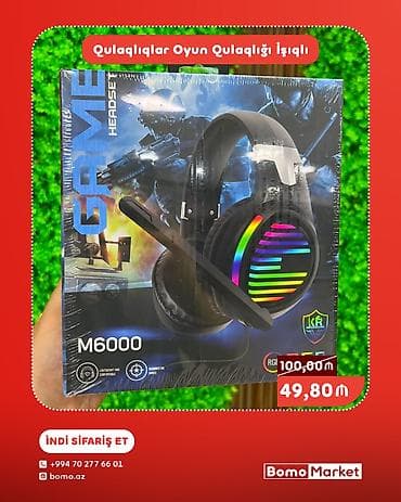 Наушники: Oyun Qulaqlığı RGB işıqlanmaya malik – M6000 - Yerindən idarə olunan — 1