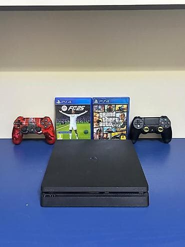 playstatio: Ps 4 slim 2 ədəd jostick 2 ədəd disk (GTA 5,Fifa 25) içinde online 28 — 1
