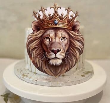 dini tort: Temalı tortlar – fərdi dizayn - Şah lövhəli aslan başlı tort: Üst — 2