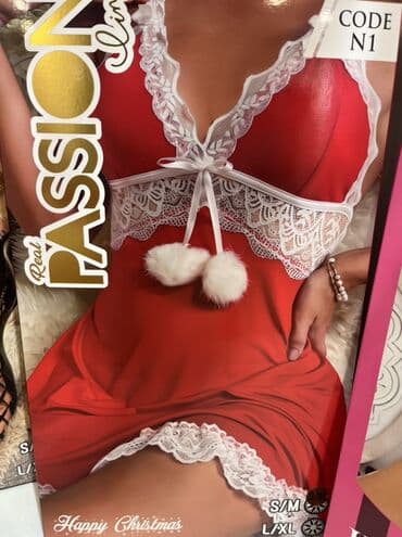 Tumanlar: Məhsul: Qırmızı bayram temalı gecəlik (lingerie) Model: CODE N1 – Real — 1