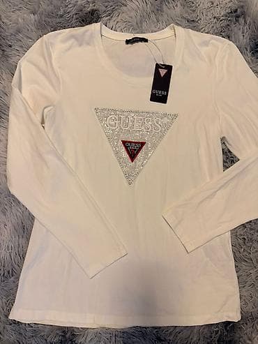 guess paket: GUESS qısaqol qadın T‑şortu - Rəng: qara - Ön hissə: qızılı-bürünc — 7