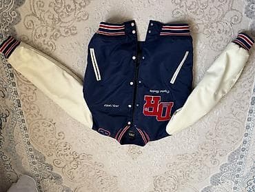 Varsity/kollec stilində unisex jaket - Rəng: göy bədən, krem rəngli