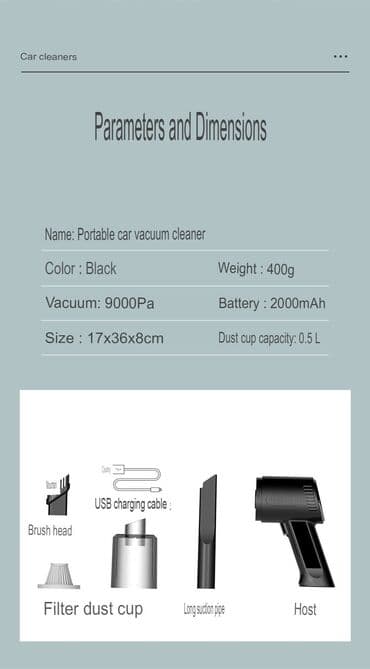 maşın üçün tozsovuran: Zaryadkalı maşın və ev tozsovranı😍 Maşınnızda və evinizdə istifadə ede — 3