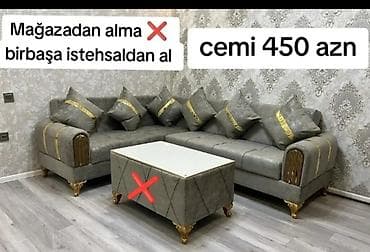 ikinci mebel: Yeni, Künc divan, Divan, Bazalı, Açılan — 1