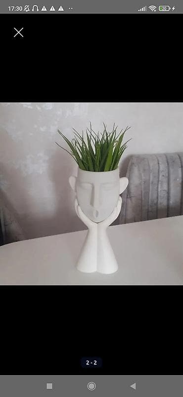 Горшки для растений: Dekorativ büst formalı suvenir - Material: ağ rəngli, hamar səthli — 1