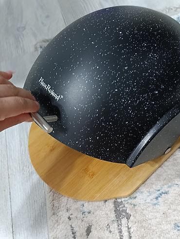 corek zavodu: HausRoland çörək qabı – bambuk taxta altlıq və metal qapaqlı - Brend — 3