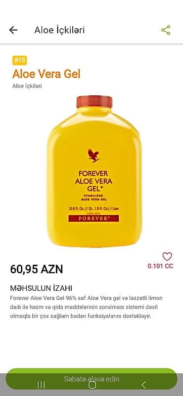 calca: Forever Living məhsulları – 15% endirimlə! Aloe Vera Gel (1 litr, 338 — 5