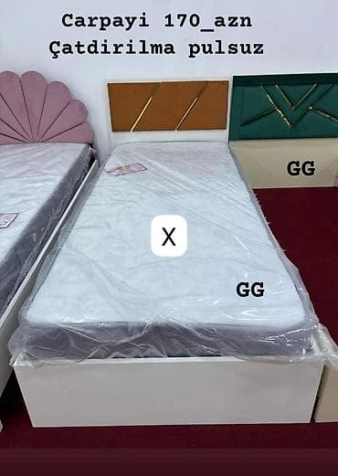 ortopedik matras: Tək nəfərlik çarpayı və döşək dəsti. - Ağ rəngli, sadə və zərif — 1
