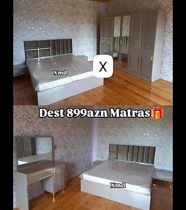 Yataq otağı dəsti - Komplekt: ikinəfərlik çarpayı, 2 ədəd tumba, 4 — 1