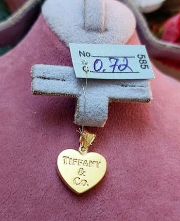 tək qaş: Kulon, Yazılar, Tiffany, Sarı qızıl, 585 Əyar, Qaşsız, 72 g — 1