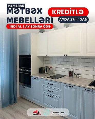 metbex mebelleri kreditle satisi: Sifarişlə mətbəx dəsti, Özü çəkən petlələr, Mat laminat, Kredit var, Pulsuz çatdırılma — 1