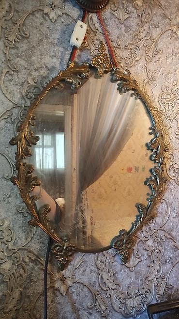 perdə modelləri: Güzgü Divar üçün, Oval, Dekorativ, Naxışlı — 1