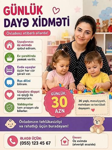 daye xirdalan: Günlük dayə xidməti - Övladınız etibarlı əllərdə! - Uşaqlar öz evimdə — 1