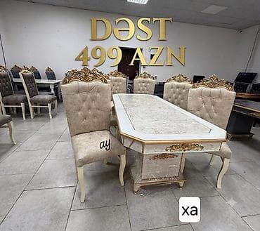 isdolar: Yemək otağı üçün klassik üslubda masa-stul dəsti. Xüsusiyyətlər: - — 1