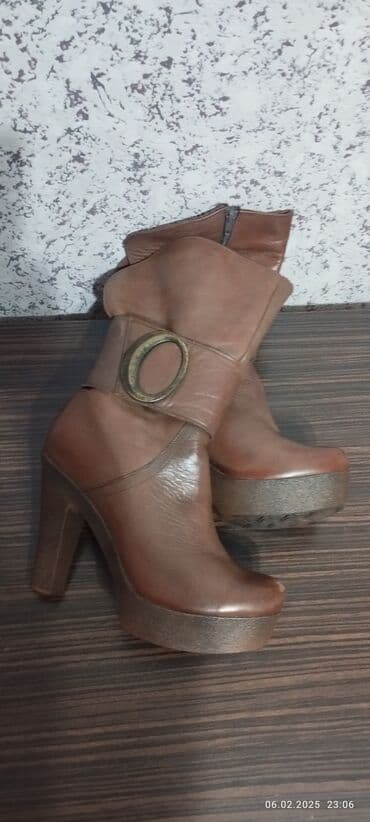 deri alti: Çəkmə, Ölçü: 38, rəng - Qəhvəyi, Yeni — 5