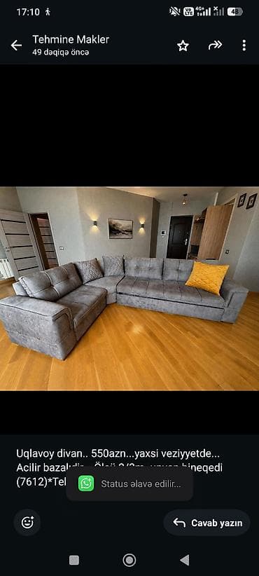 Uqlavoy divan. 550azn. yaxsi veziyyetde. Acilir bazalıdir. Ölcü
