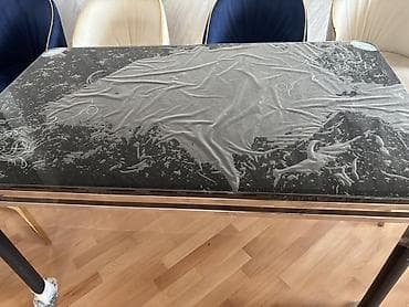 Masalar və oturacaqlar: Qonaq otağı üçün, İşlənmiş, Açılmayan, Dördbucaq masa, 6 stul — 6