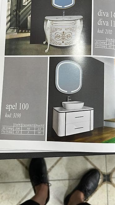 Dolablar: Banyo mebel dəstləri – 100 sm modellər 1) Apel 100 (kod: 3190) - Alt — 1