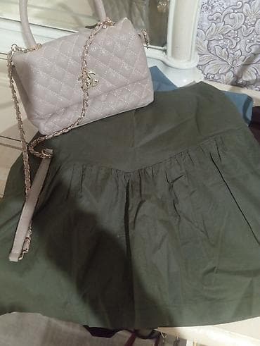 женские сумки с декоративным ремнем: Qadın əl çantası – bej rəng, quilted (rombli tikişli) dizayn, qızılı — 1