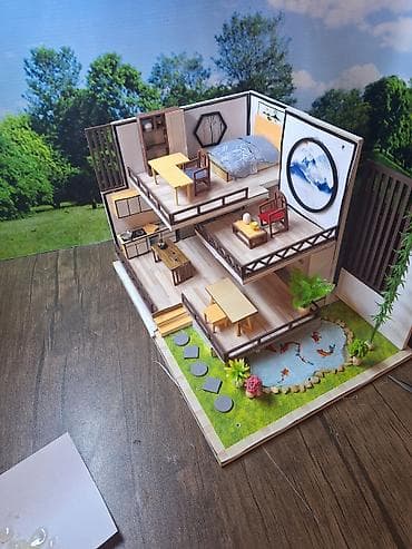 toy dekor: Maket ev dekorasiya – iki mərtəbəli Yapon üslubunda diorama 17x30x17 — 2