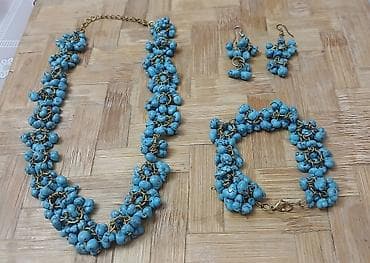 14 k: Ожерелье из натурального жемчуга. Цена - 180 ман. Комплект из бирюзы ( — 2