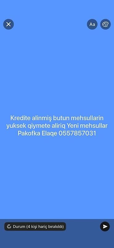 Xidmət: Kreditlə alınmış məhsulların alınması Təsvir: - Kreditlə əldə