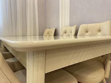 Qonaq otağı üçün, İşlənmiş, Açılmayan, Dördbucaq masa, 6 stul — 3