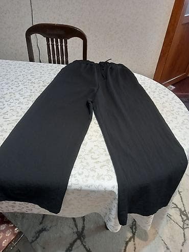 kastum şalvar: Geniş kəsimli qara şalvar - Model: rahat kəsim, düz paça - Rəng: qara — 1
