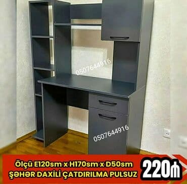 письменный стол с полками: Düz masa, Stulsuz, Polkalı, Siyirməli, Mat laminat — 9