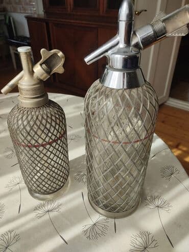 Məhsul: Retro soda sifonları (2 ədəd) - Material: Şüşə gövdə, metal