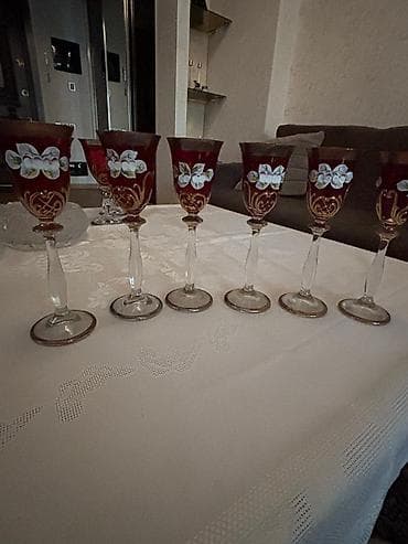 servislər: Qədəhlər, rəng - Qırmızı, Şüşə, 6 ədədli dəst — 1