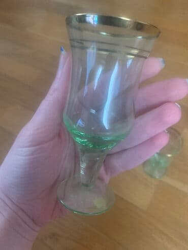 Süfrə qab-qacaqı: Qədəhlər, rəng - Yaşıl, Şüşə, SSRİ — 3