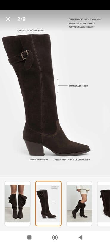 kişi üçün qırmızı çəkmələr: Uzunboğaz, Ölçü: 37, rəng - Qəhvəyi, Yeni — 5