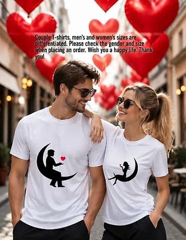 • SİFARİŞLƏ GƏTİRİLİR 🛍️ • Cütlüklər üçün tematik T‑şört dəsti - — 1