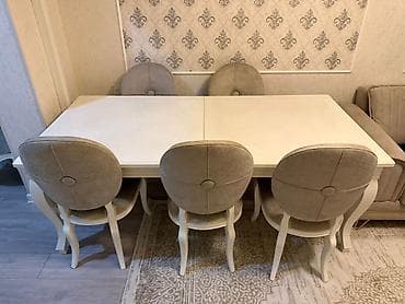 stol sutullar: Qonaq otağı üçün, İşlənmiş, Kvadrat masa, 6 stul — 1