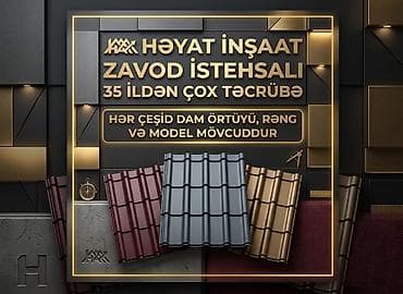 Məhsul: Dam örtükləri – zavod istehsalı Təsvir: - Həyat İnşaat lalafo.az -da Məhsul: Dam örtükləri – zavod istehsalı Təsvir: - Həyat İnşaat