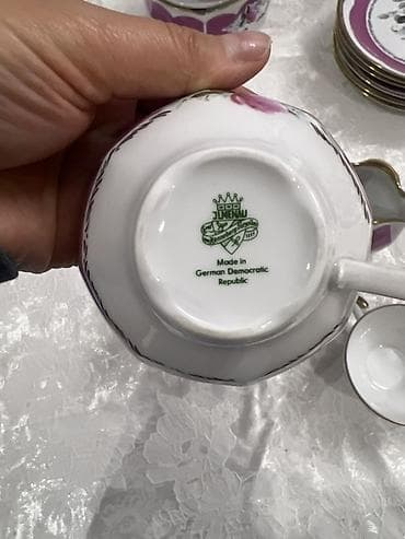 çayni servis: Çay dəsti, rəng - Bənövşəyi, Farfor, 6 nəfərlik, Almaniya — 3