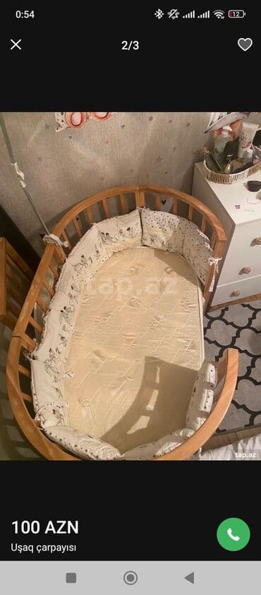 uşaq krafat: Oğlan və qız üçün, İşlənmiş, Yumru, Beşik, Dəst ilə, Matras ilə, Yellənmə mexanizm ilə — 2