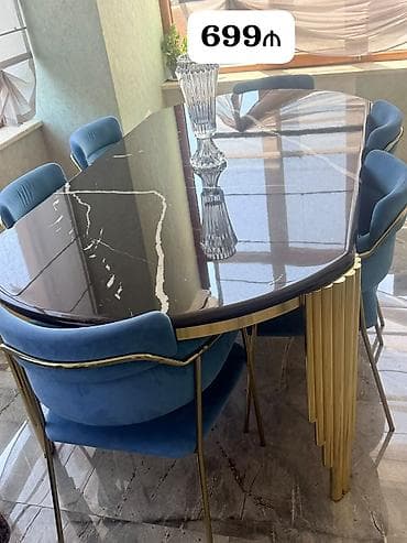 Mebel: Qonaq otağı üçün, İşlənmiş, Açılmayan, Oval masa, 6 stul — 1