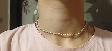 Aksesuarlar: Rəngarəng muncuqlardan hazırlanmış boyunbağı (choker) - Xırda ölçülü — 1