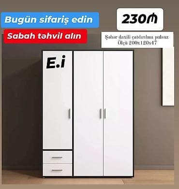 ayyaqabi dolabi: Yeni, 3 qapılı, Siyirməli, Ağ, Açılan, Düz dolab — 1