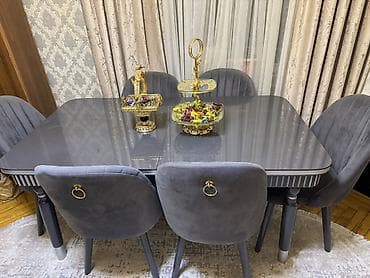 Qonaq otağı üçün, Dördbucaq masa, 6 stul