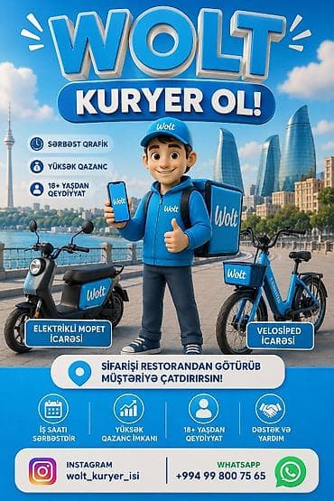 Moto-kuryer tələb olunur, Gündəlik ödəniş, Təcrübəsiz lalafo.az -da Moto-kuryer tələb olunur, Gündəlik ödəniş, Təcrübəsiz