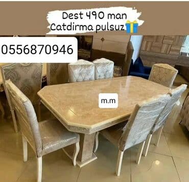 parket topdan satis: Qonaq otağı üçün, Yeni, Açılan, Dördbucaq masa, 6 stul — 6